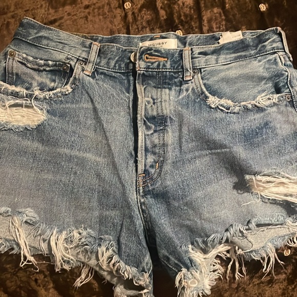 Distressed Denim Blue Shorts - Picture 2 of 5